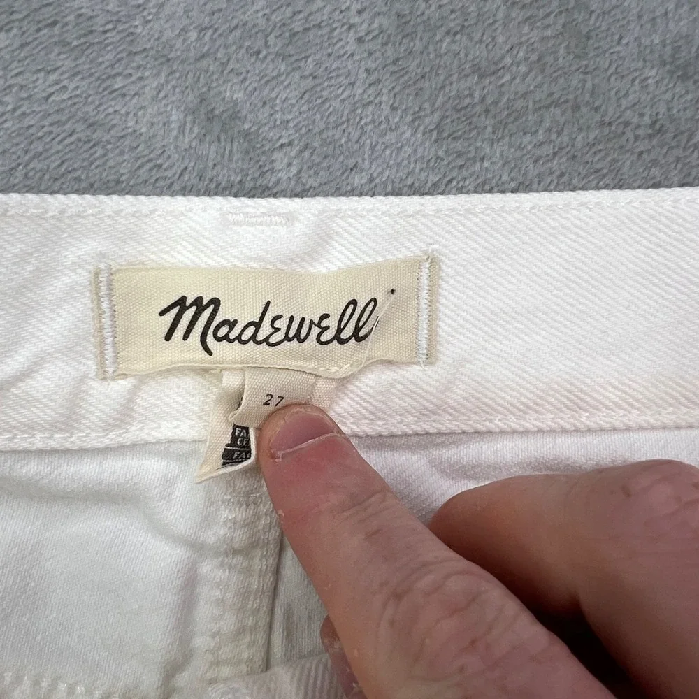 Madewell The Rilee Denim Midi Skirt Size 27 Slit Tile‎ White Cotton 90s